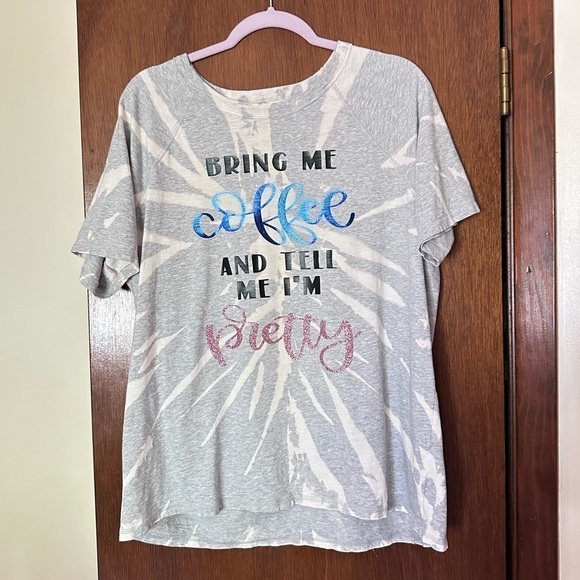 Bring me coffee and tell me im pretty up cycle bleach distressed tee medium - Picture 2 of 6